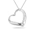 Open Heart Three Stone Diamond Pendant in Streling Silver