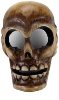 Skull Wall Hanging, 6 Inch - Hand Carved in Tropical Wood, from Bali