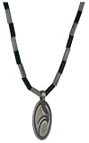 Kahuna KJ012 Gents Black and Silver Necklace with Silver and Black Kahuna Wave Logo Pendant