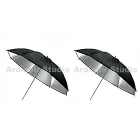 Lot of 2 Ardinbir 33 83cm Black Silver Reflector Studio Light Umbrellas
