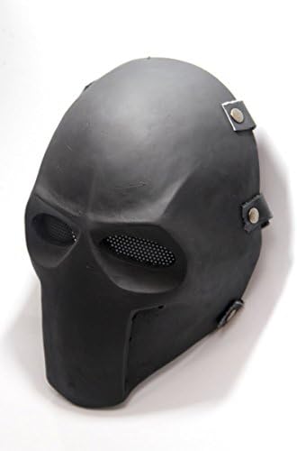 NEWWAR Battlefield Mask - Plain Black Army of Two Custom Goalie Full Face Mask Protect Mask for Airsoft, Paintball, BB Gun, War Game, Halloween Party, Hunting Wargame, Costume Cosplay Airsoft Mask and Prop Mask and All Military Purpose