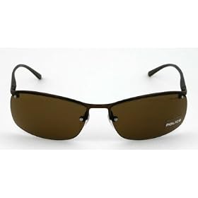 Genuine Police Sunglasses with Matte Dark Copper Frame and Brown Lenses. Model: S2933-S64