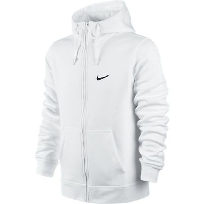 Nike Men's Club Swoosh Full Zip Fleece Hoody, White, XXL