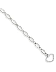 14k White Polished Oval Link Bracelet, Best Quality Free Gift Box Satisfaction Guaranteed