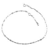 Sterling Silver 2-mm Mirror Link Adjustable Anklet (9-10 Inch)