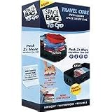 ITW Space Bag BRS-9502, 2 Large Push down Gusseted Travel Bags, Clear, 6 X 2 X 13-Inch