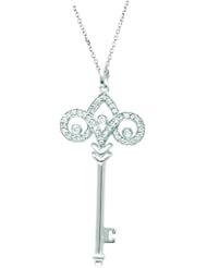 Sterling silver 0.21ct TDW Diamond Fleur De Lis Pendant (H-I, I1-I2)