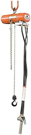 CM 2180 ShopAir Air Chain Hoist with Swivel Hook, 300 lbs Capacity, 10' Lift Height, 31 fpm Lift Speed, 34 cfm, 90 psi