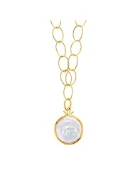 Baroni Link Pearl Coin Necklace in 24K Gold Plate over Sterling