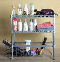 3 Tier Wire Shelving with One Slide Basket Unit