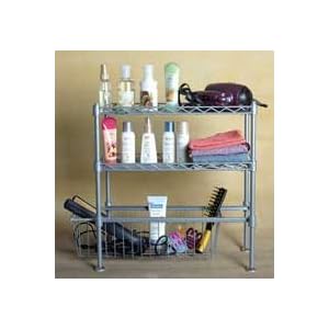 3 Tier Wire Shelving with One Slide Basket Unit by 