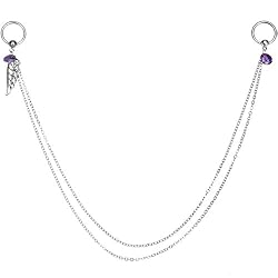 Purple Gem Feather Captive Nipple Chain