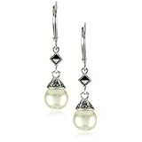 JUDITH JACK Marcasite and Pearl Drop Earrings