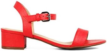 Messeca New York Women's Low Block Heel Sandal, Red leather, 10 US