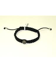 Sterling Silver Macrame Diamond Pave Bead Bracelet Fashion Jewelry