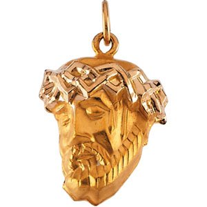 14K Yellow Gold Head Of Jesus Crown Pendant