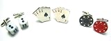 Las Vegas Cufflink Set : 3 Pairs (Dice, Aces & Poker Chips) Cufflinks W/Gift Box by 