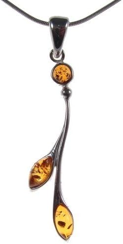 BALTIC AMBER AND STERLING SILVER 925 DESIGNER COGNAC FLOWER LEAF PENDANT JEWELLERY JEWELRY (NO CHAIN)-P254