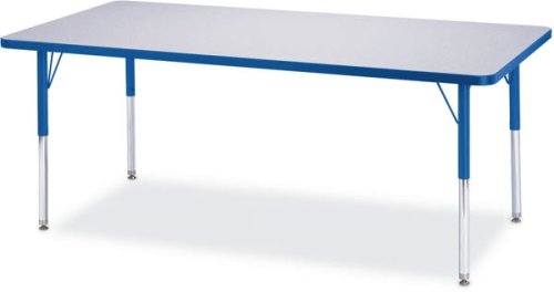 Kitchen: Jonti Craft 6408JCE119 Kydz Activity Table   Rectangle   30 x 60 Inches, 15 24 Inch Height   Gray/Green