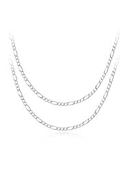 Sterling Silver 060-Gauge 16" and 18" Figaro Chain Necklaces, Set of Two