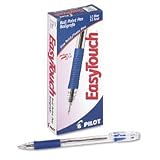 Pilot EasyTouch Stick Ballpoint Pen, Fine Point, 0.70 mm, Clear Barrel, Blue Ink 12-Count (32002)