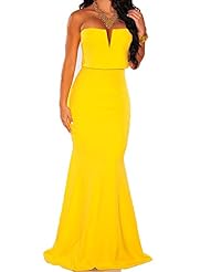 Sexy Strapless Plunging Neck Ankle Length Cocktail Summer Sleeveless Party Dress/Maxi Dress 