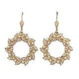14 K Gold Wreath Earrings with Pearls and Clear Swarovski crystals By Catherine Popesco