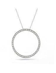 Bling Jewelry Pave CZ Open Circle Pendant 925 Sterling Silver Necklace 16in