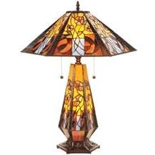 Meyda Mackintosh Begonia Lit Base Stained Glass Table Lamp 50807 by Meyda