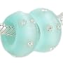 2 Aquamarine Cats Eye Spacer Beads with Crystals for European Charm Bracelet