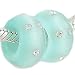 2 Aquamarine Cats Eye Spacer Beads with Crystals for European Charm Bracelet