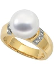 18K Yellow Gold - South Sea Cultured Pearl & Diamond Ring
