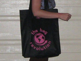 XL Reusable Shopping Grocery Bag: Black & Pink