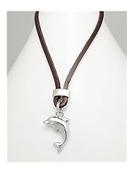 Dolphin Leather Necklace In White Base
