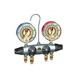 JB 25600 4 Valve Aluminum Manifold w/R-22, R-134a, R-404a, R-410a - w/o Hoses - 80mm Liquid Filled Gauges