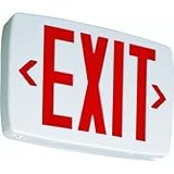 Lithonia Lighting Quantum Red LED Exit Light with Back-Up Battery, White #LQMSW3R 120/277 EL N