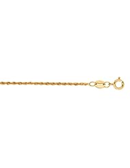 10K Yellow Gold 18" 1.0mm Polish Diamond Cut Light Weight Sparkle Rope Chain With Spring Ring Clasp