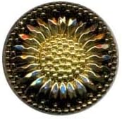 Nirvana Beads Czech Glass Buttons, 80 - Daisy Flower Black-Gold 27 mm