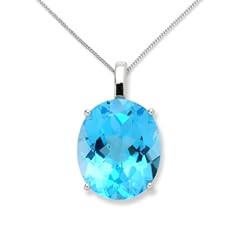 Miore JM024P4W 9 Karat (375) Weissgold Ovale Anh�nger mit Blauem Topas an 45 cm langer Kette