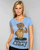 Obey The Wolfman DJ T-Shirt in Heather Blue,T-shirts for Women