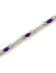 10k White Gold Natural Amethyst And Diamond Tennis Bracelet