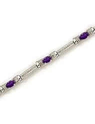 14k White Gold Natural Amethyst And Diamond Tennis Bracelet