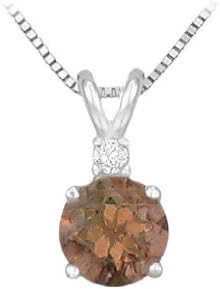 Fine Jewelry Vault UBPDVRD800STAG Smoky Quartz and Cubic Zirconia Solitaire Pendant 925 Sterling Silver 2 CT TGW