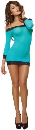Dreamgirl, Women's off the Shoulder Tunic and G-String 2-Piece Set, One Size, Turquoise by NEY9A