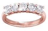 Women's 5 Stone Diamond Ring in Round Diamonds Shared Prong Setting - Includes Appraisal / Certificate of Authenticity ( 2.50 Total Carat Weight | FG-VS Quality | 14k Rose Gold ) Finger Size -