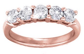Women's 5 Stone Diamond Ring in Round Diamonds Shared Prong Setting - Includes Appraisal / Certificate of Authenticity ( 2.50 Total Carat Weight | FG-VS Quality | 14k Rose Gold ) Finger Size -