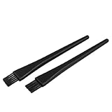 uxcell　抗静的ブラシ　静電気防止ブラシ　クリーニングブラシ　2個　ブラック　プラスチック製　ハンドル　ESDブラシ　ラウンド