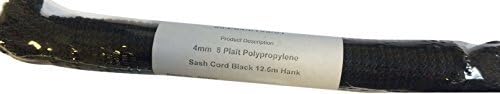 4mm 8 plait Polypropylene Sash Cord Black 12.5 metre hank by UK Sash Cord
