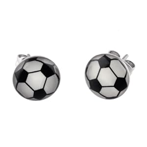 Kadima Stud Earrings One Pair (2pcs) Stainless Steel Soccer Ball Ear Studs