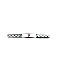 Sterling Silver Medical Alert ID Curb Chain Bracelet - Length 7 Inch